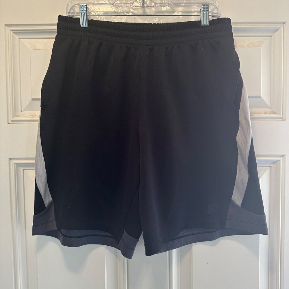 Starter Mens Athletic Shorts Black/ Gray Size M 100% Polyester Elastic Waistband